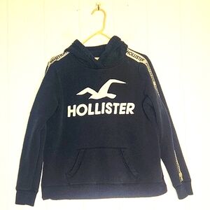 Hollister Spell Out Y2K Navy Blue grunge streetwear hoodie size large